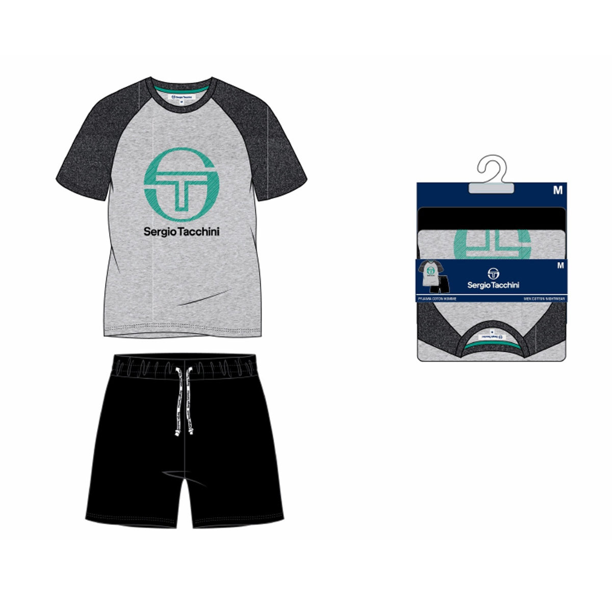 Herre H agterpyjashort tacchini 39492627 Pyjamas Gris/Negro