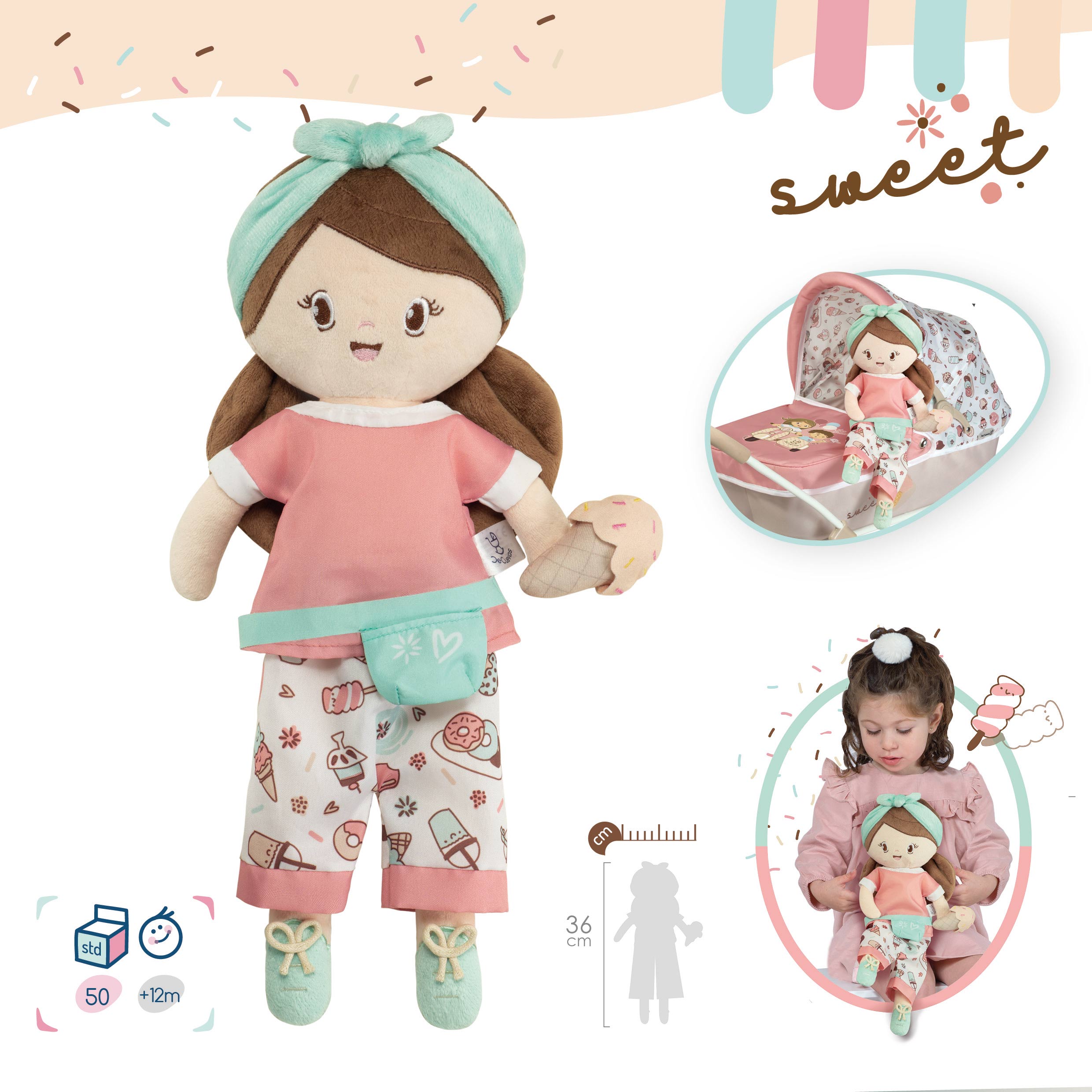 Decuevas Pluche Pop Zoet - 36 Cm
