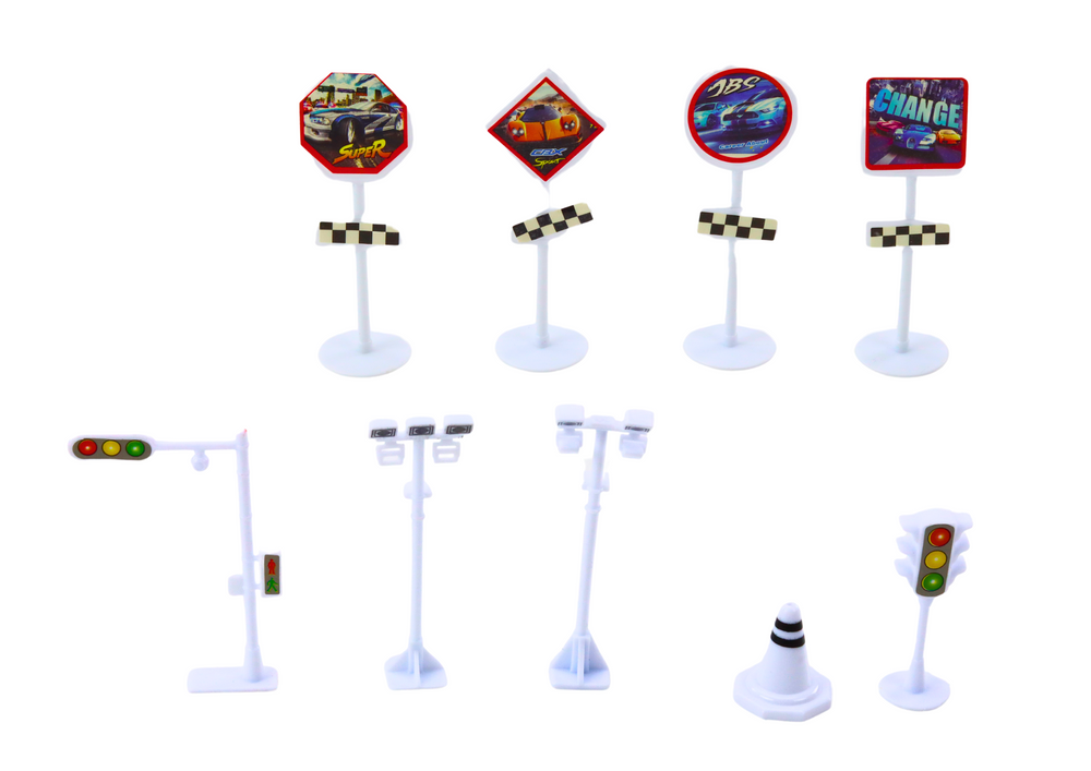 Set Of Springs In A Suitcase 25 Pcs. Road Signs Cars