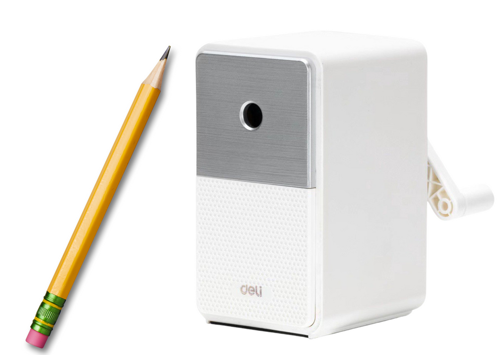 Cranked Sharpener With Container Blade Adjustment White