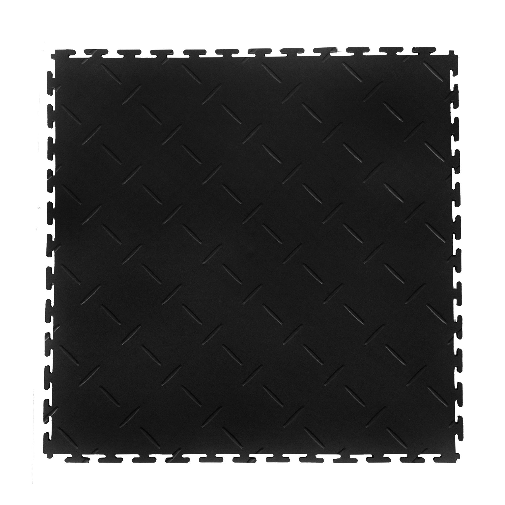 PVC podlahy pro garáže sklady haly tělocvičny Eco - T Lock - Diamond - 498x498x6,5 Mm Černá