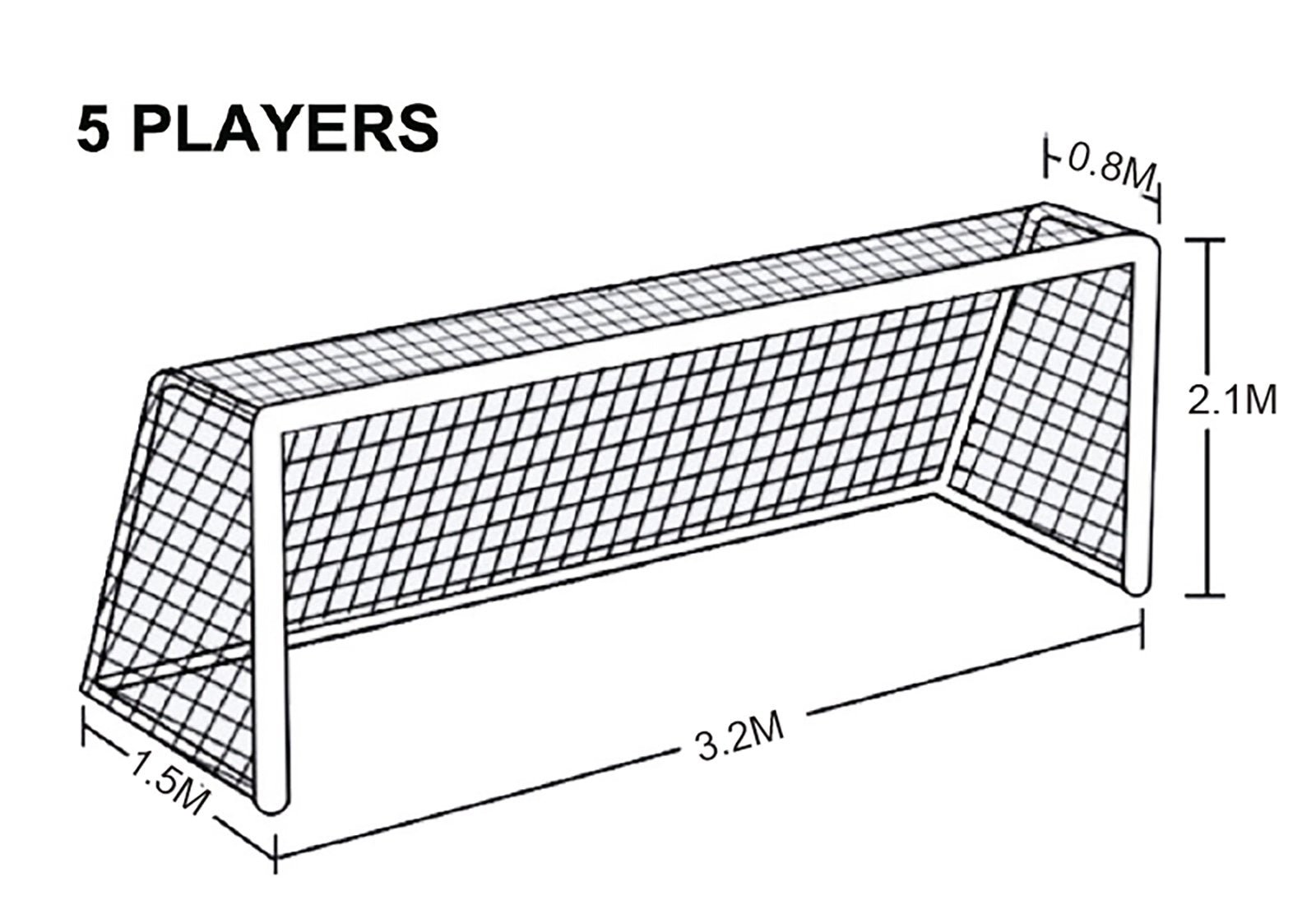 Soccer Net Sedco Ftn02 - 3,2x2,1x1,5 M - Set til to mål Hvid