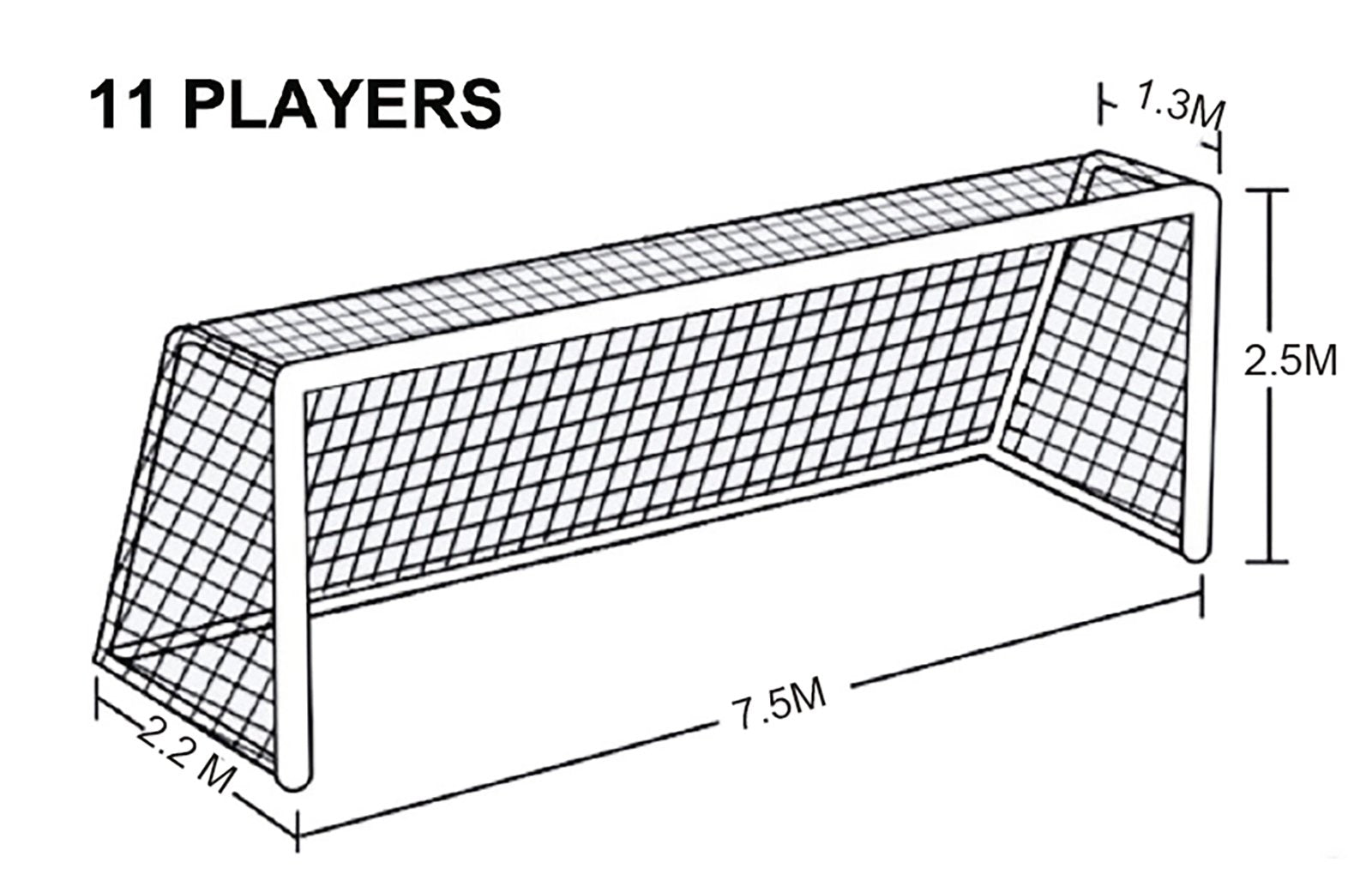 Soccer Net Sedco Ftn02 - 7,5x2,5x2,2 M - Set til to mål Hvid