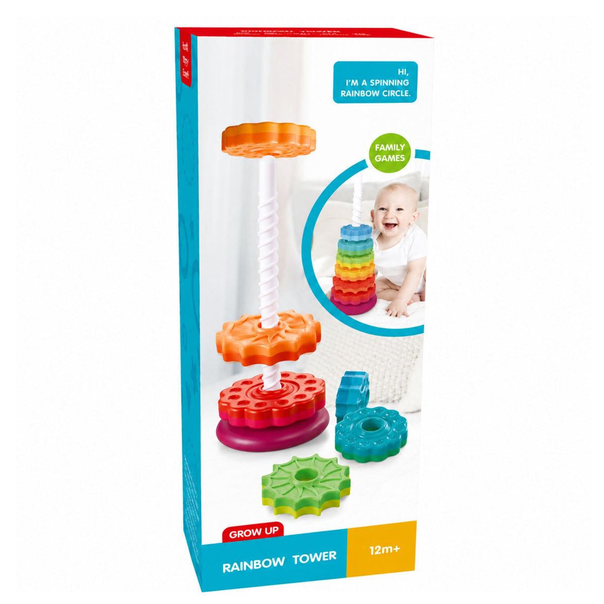 Rotating Pyramid Tower Sorter Rainbow Puzzle 36cm 6 El.