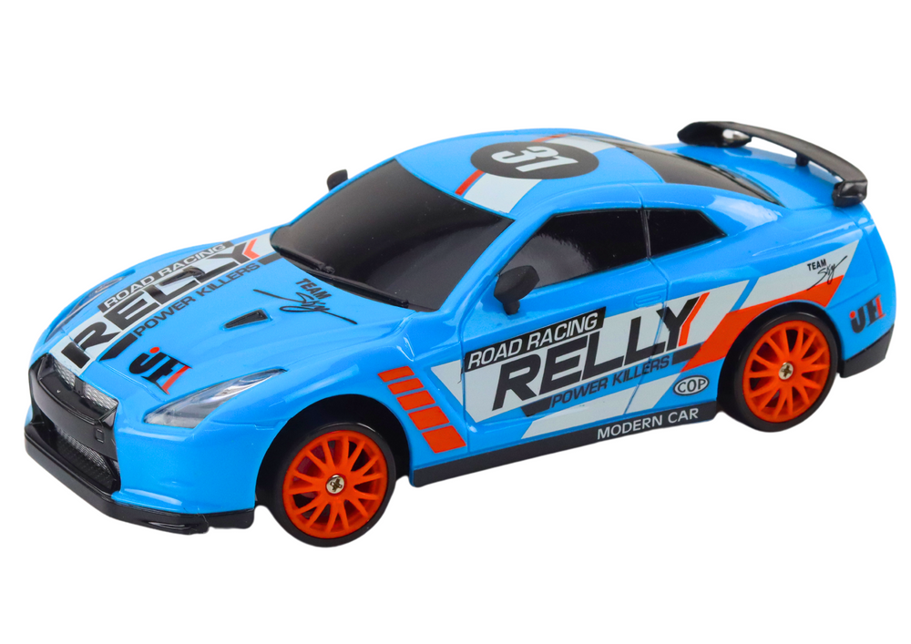 Remote Controlled R/c Sports Car 1:24 Blue Interchangeable Wheels