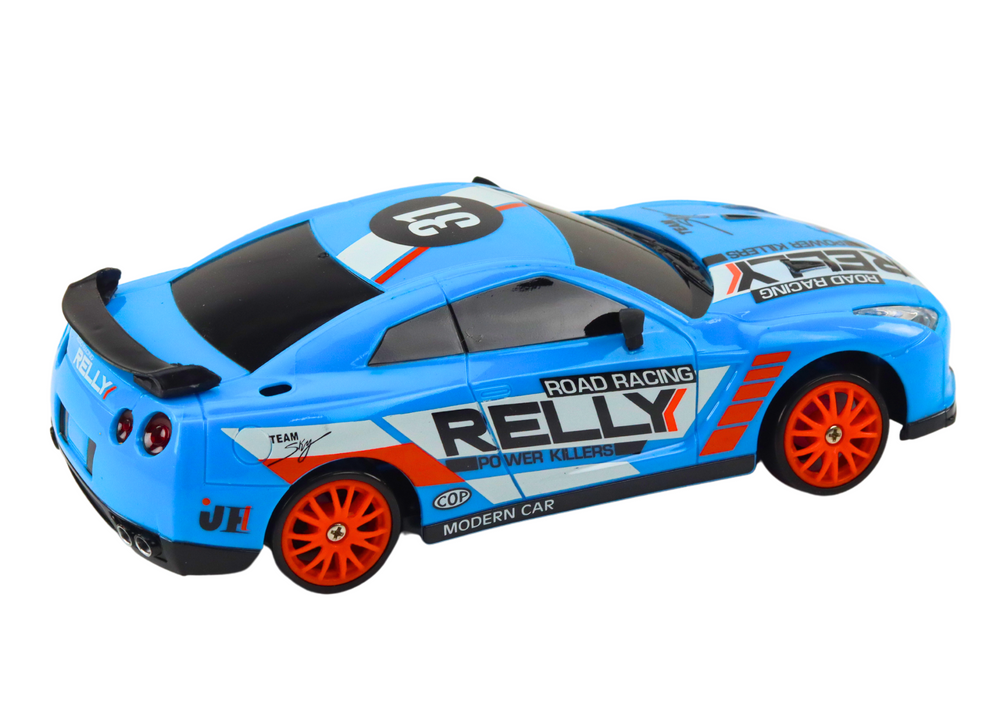 Remote Controlled R/c Sports Car 1:24 Blue Interchangeable Wheels