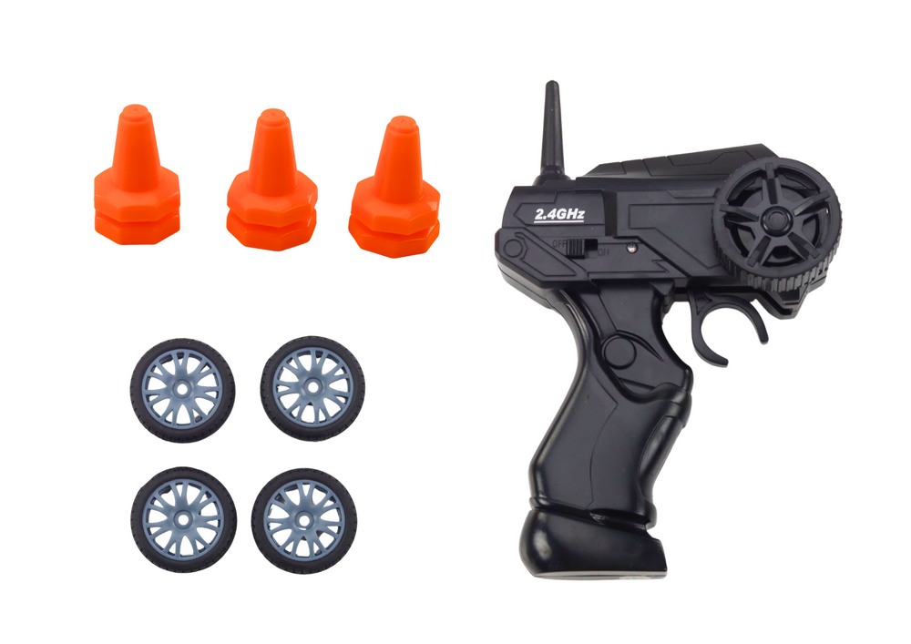 Remote Controlled R/c Sports Car 1:24 Blue Interchangeable Wheels