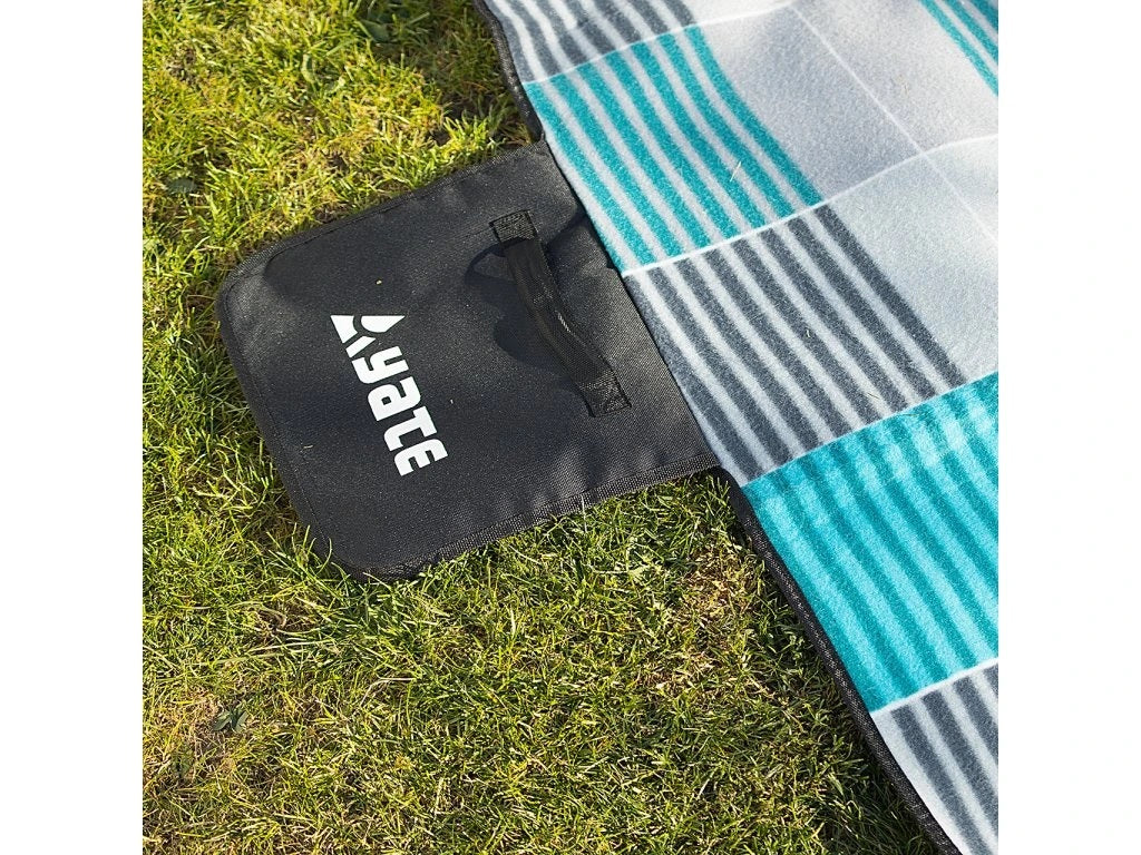 Strand-/picknickfilt Yate Fleece med Peva-folie - 200x200 Cm Grå/blå