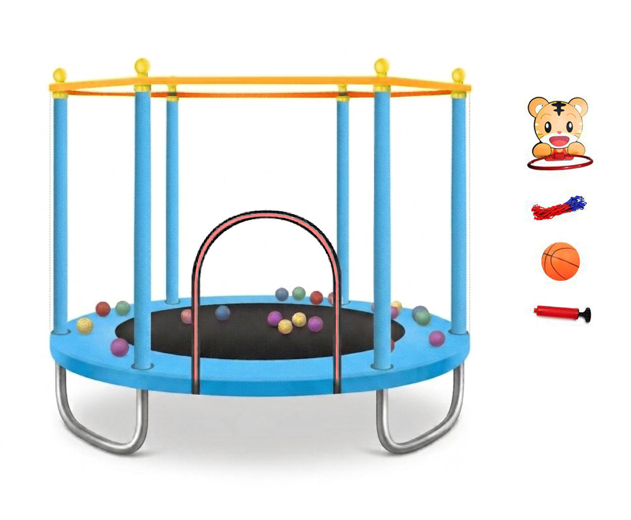Børnetrampolin Sedco D03b - 139 Cm Med Sikkerhedsnet Og Tilbehør Rød