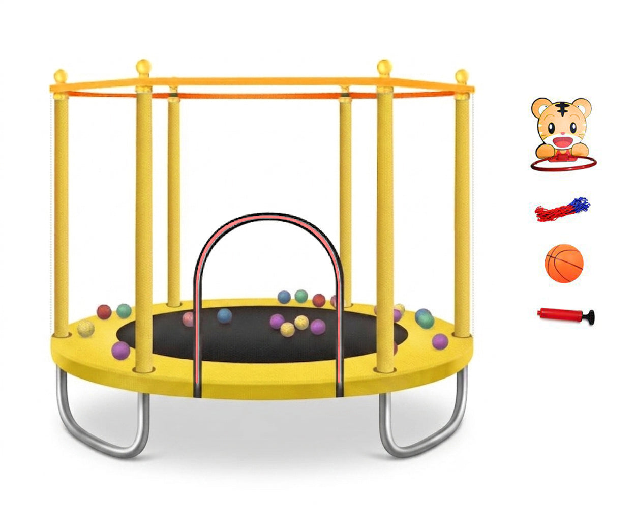 Børnetrampolin Sedco D03b - 139 cm med sikkerhedsnet og tilbehør Rav