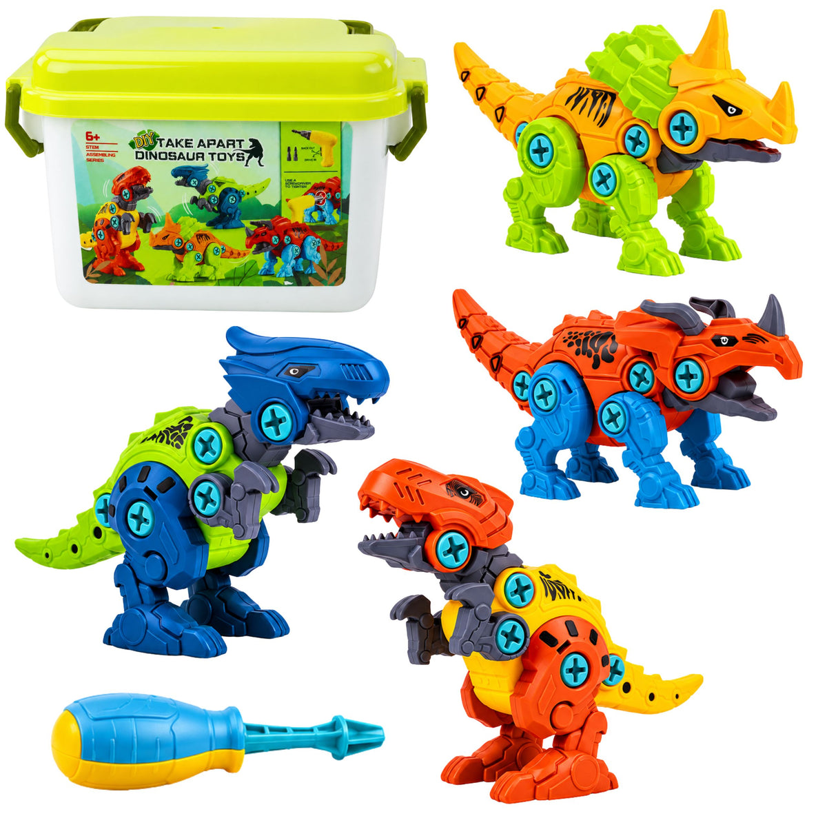 Dinosaur Construction Blocks Screwing Set With Screwdriver 4-in-1