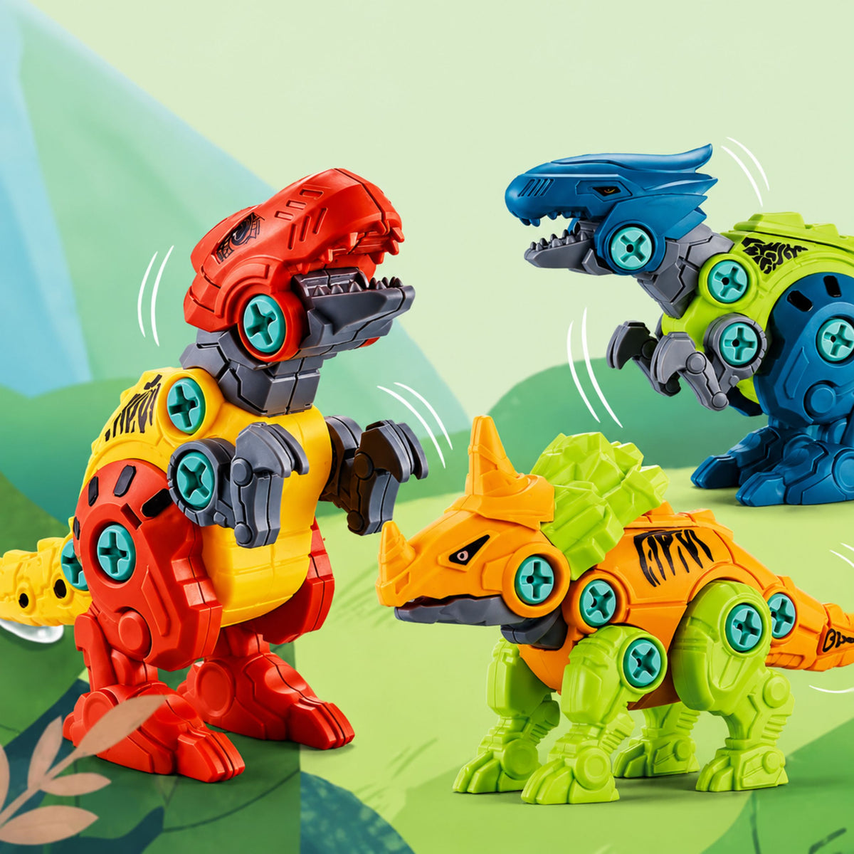 Dinosaur Construction Blocks Screwing Set With Screwdriver 4-in-1
