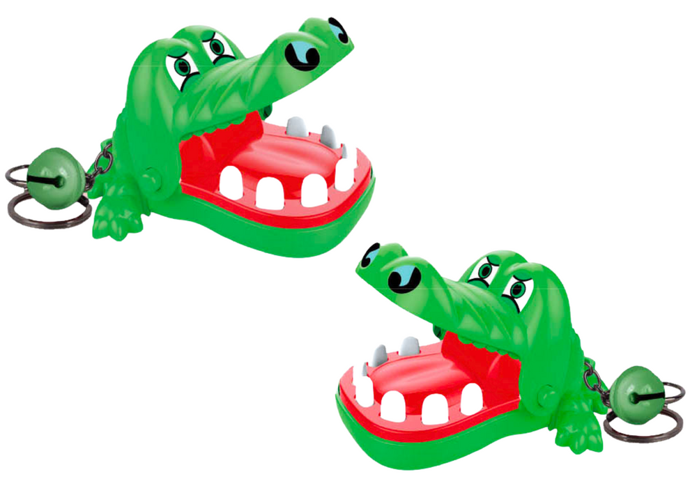 Biting Crocodile Keychain Bell Green