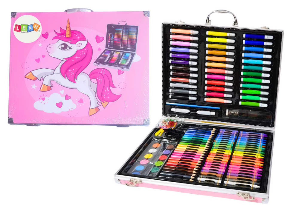 Artistic Set In A Suitcase With A Unicorn Pink 150 El