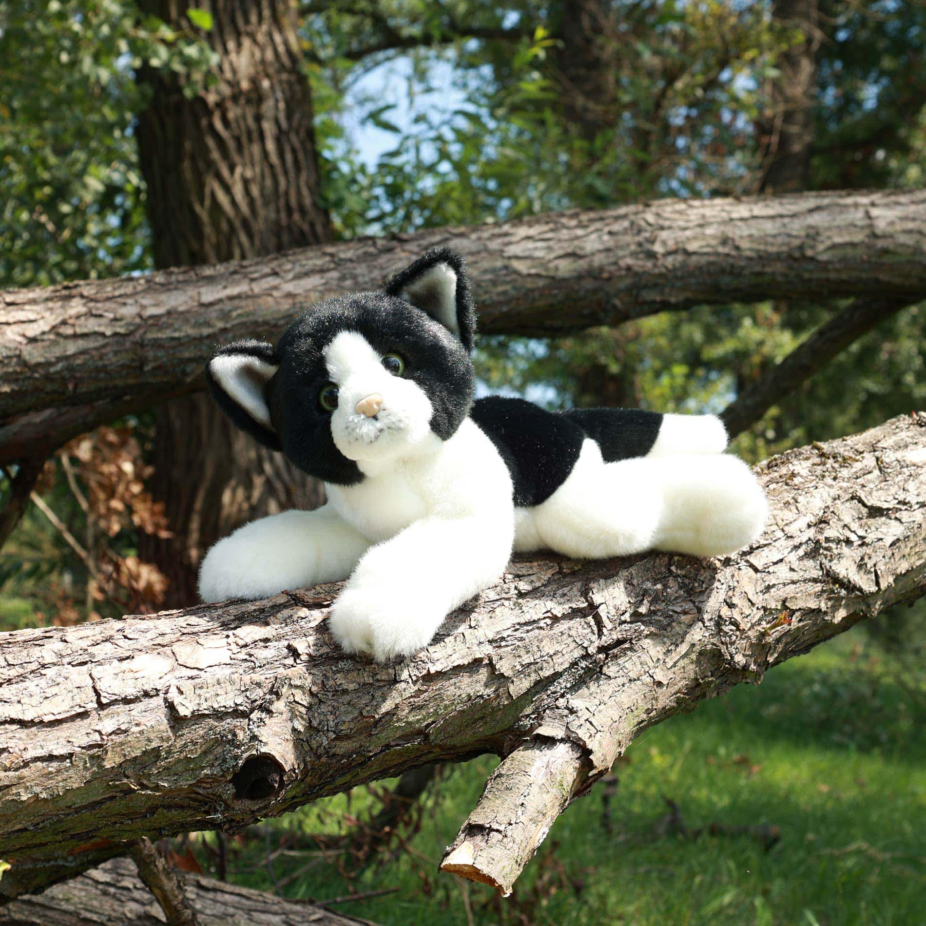 Peluche Gatto Bianco/Nero 30 Cm Ecologico