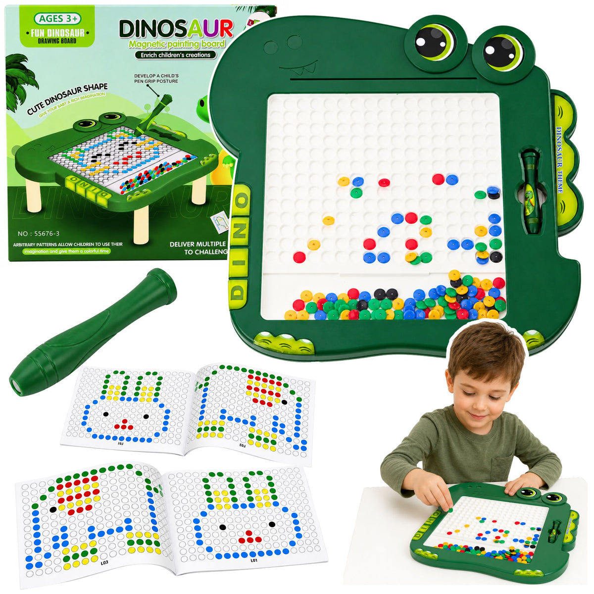 Educational Magnetic Board Dinosaur Pad Puzzle Green