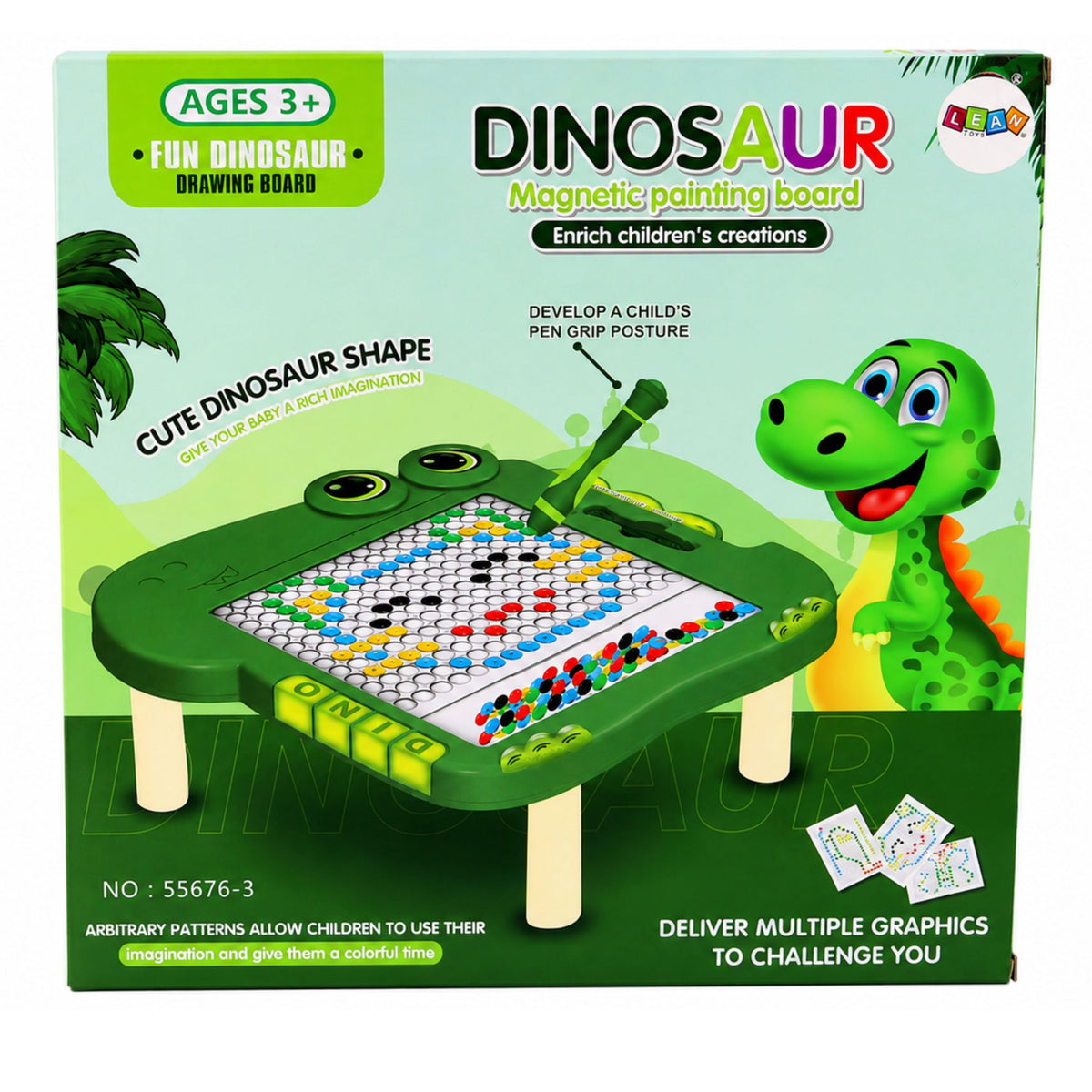 Educational Magnetic Board Dinosaur Pad Puzzle Green
