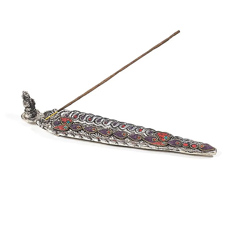 Wierookbrander Ganesh Bladvormig Gekleurd --verpakking van 2 stuks - 22x4,5x3 Cm; 65 G