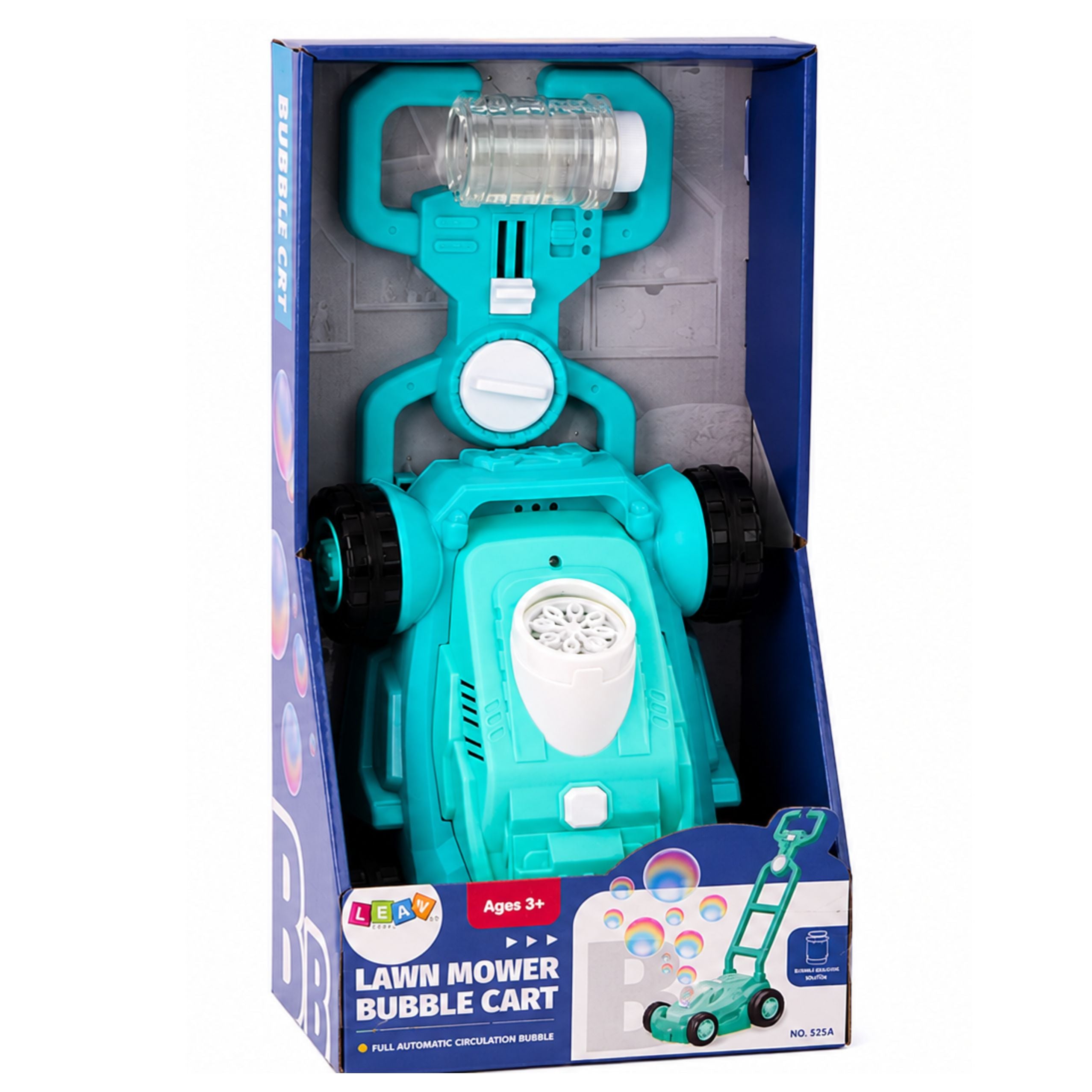 Bubble Machine Ride-on Lawn Mower With Handle Blue