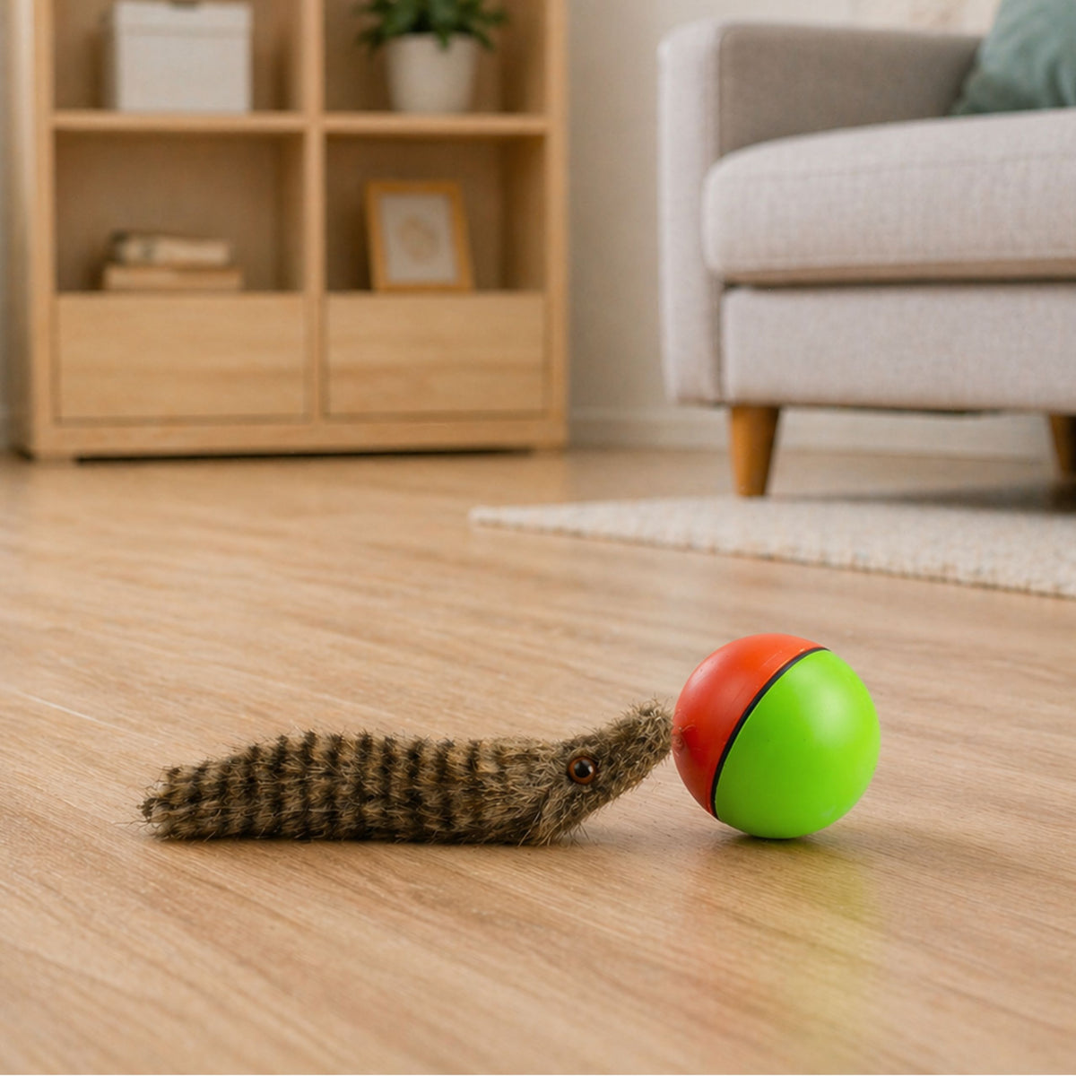 Ball With Fluffy Ferret Tail Interactive Bath Toy