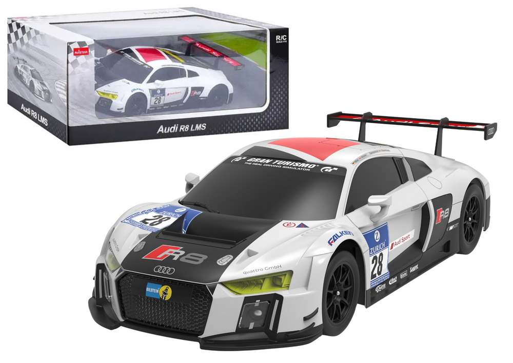 Car R/c 1:24 Remote Controlled Sports Audi R8 Lms White And Black