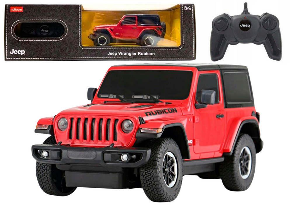 Jeep Wrangler Jl Rubicon Remote Controlled Rc Car Rastar Red 1:24