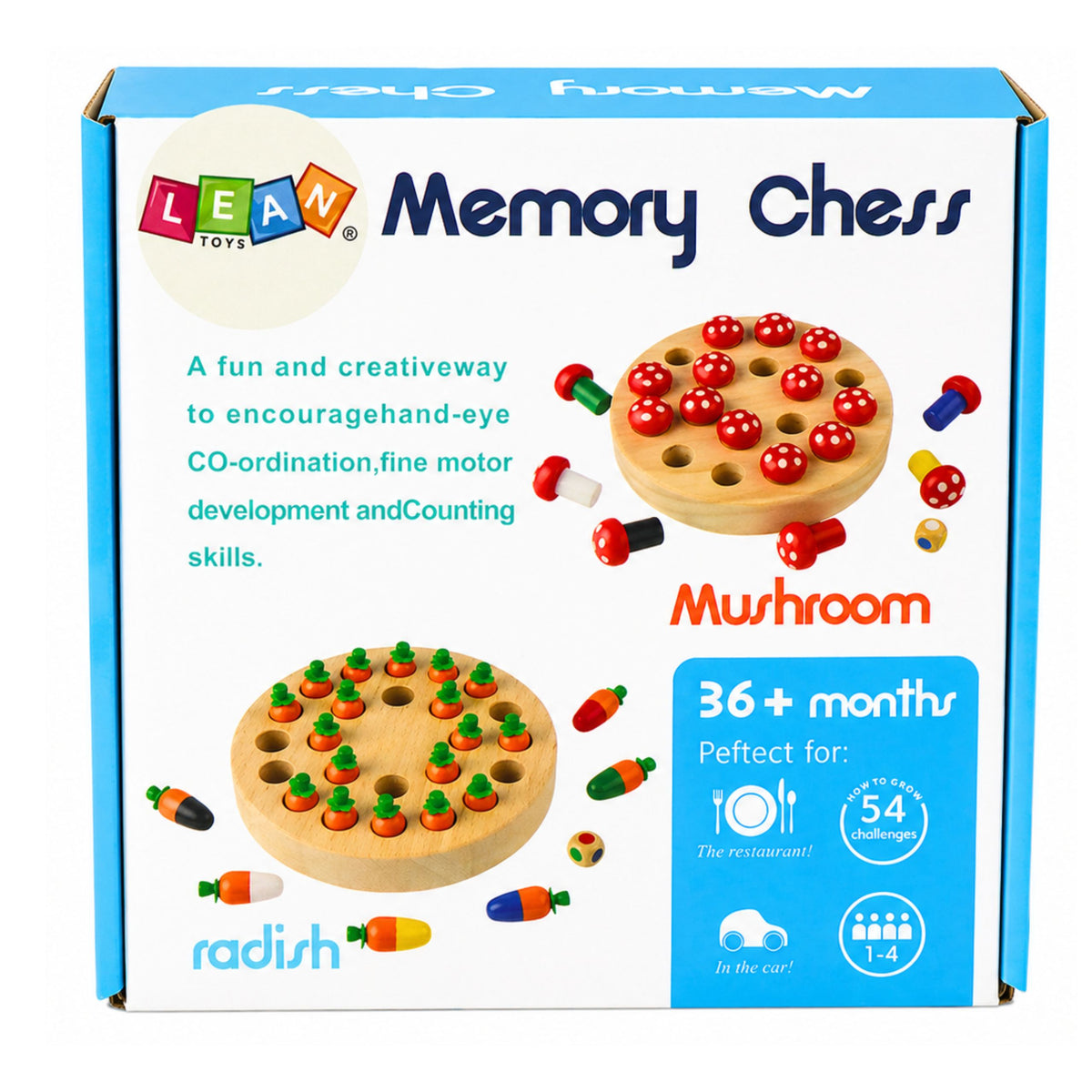 Family Memory Game Toadstools Wooden