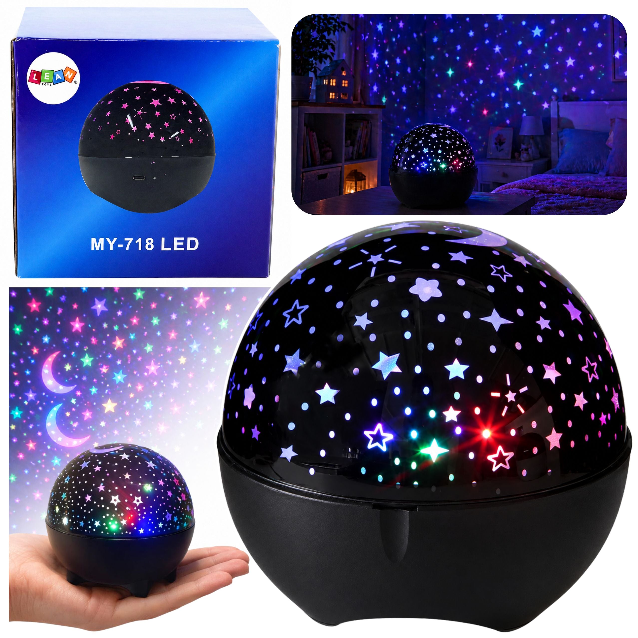 Star Projector Night Light Speaker 2in1 Black