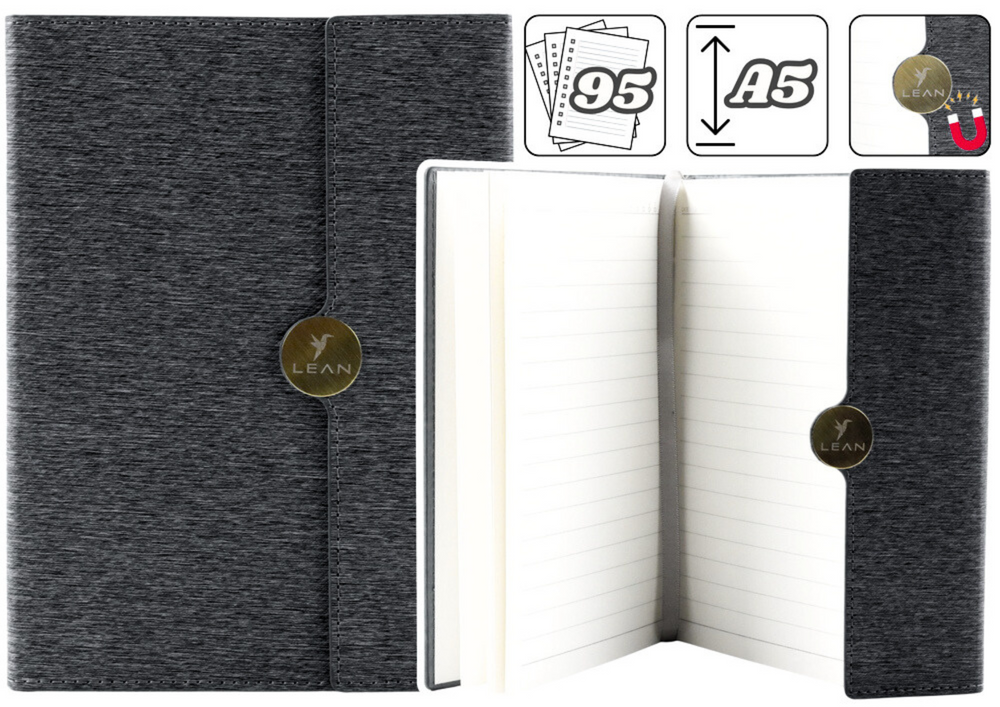 Magnetic Notebook Office Notebook Lined A5 With Cover Black