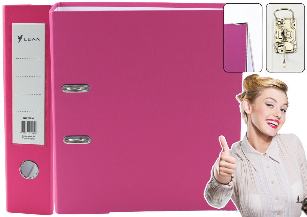 A4 Document Binder/75mm Lever Mechanism Pink