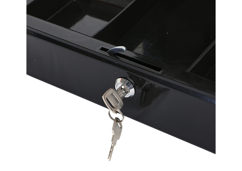 Cash Box Metal With Compartments 2 Keys Black