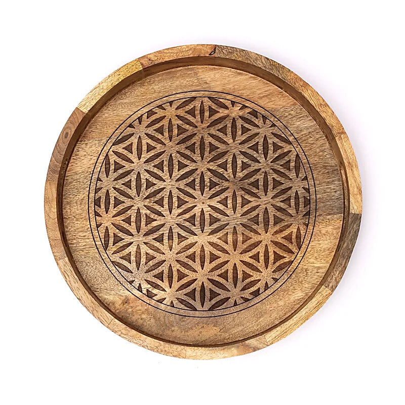 Serveringsbricka Flower Of Life Mangowood - 30x5cm