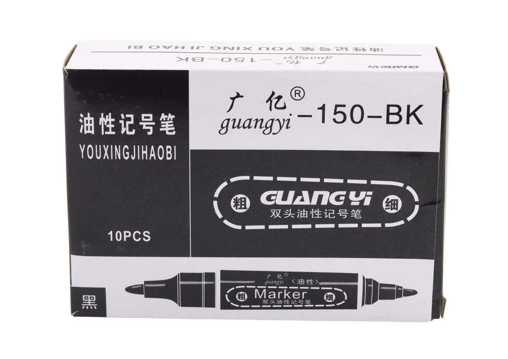 Double-sided Waterproof Marker Set Black 10pcs.