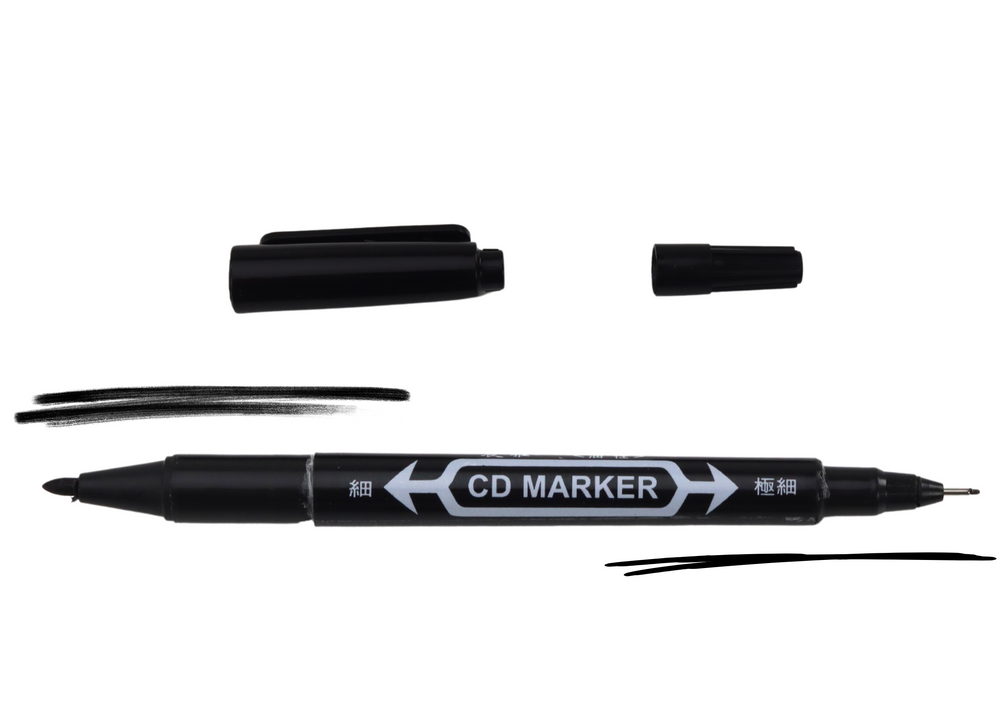 Set Of Double-sided Waterproof Markers For Cds Black 10pcs.