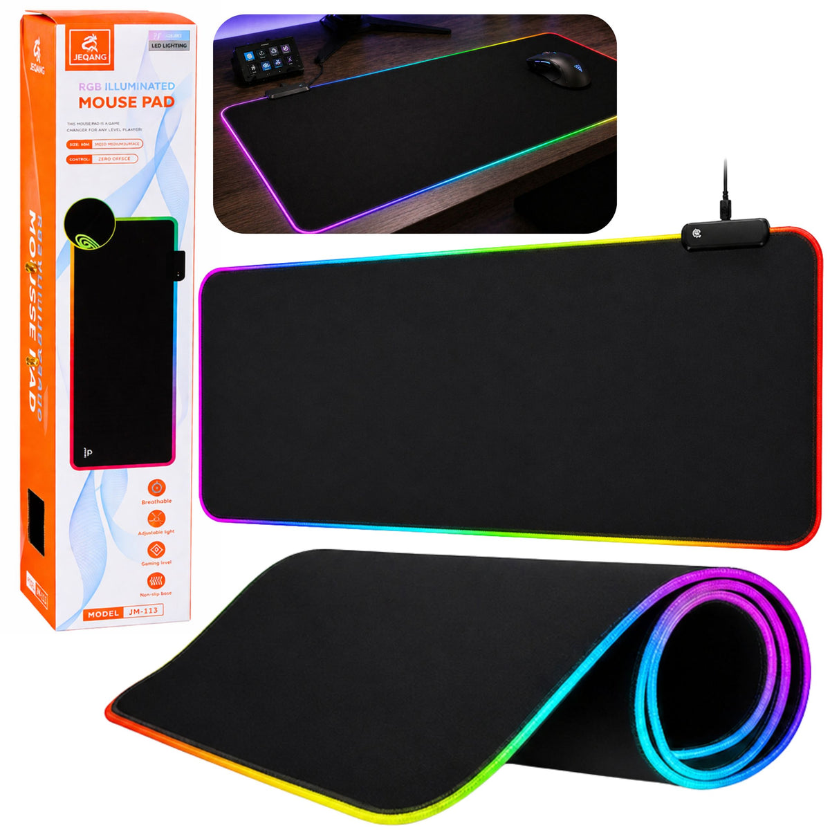 Podkładka pod mysz klawiaturową z oświetleniem LED 40x90cm