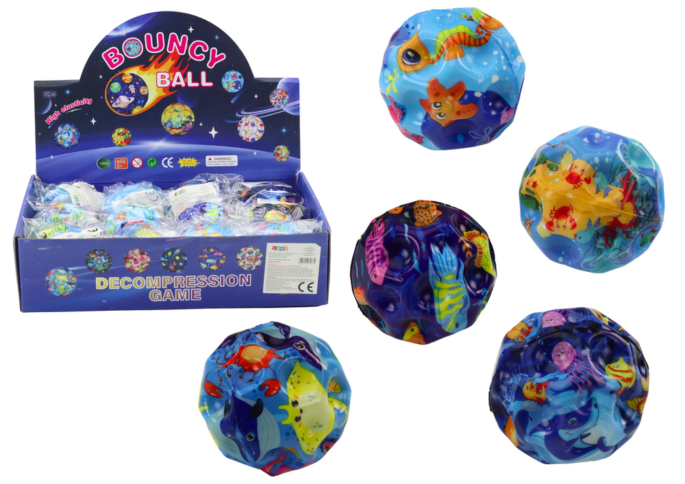 Glowing Ball For Bouncing With Recesses Sea Animals 7cm