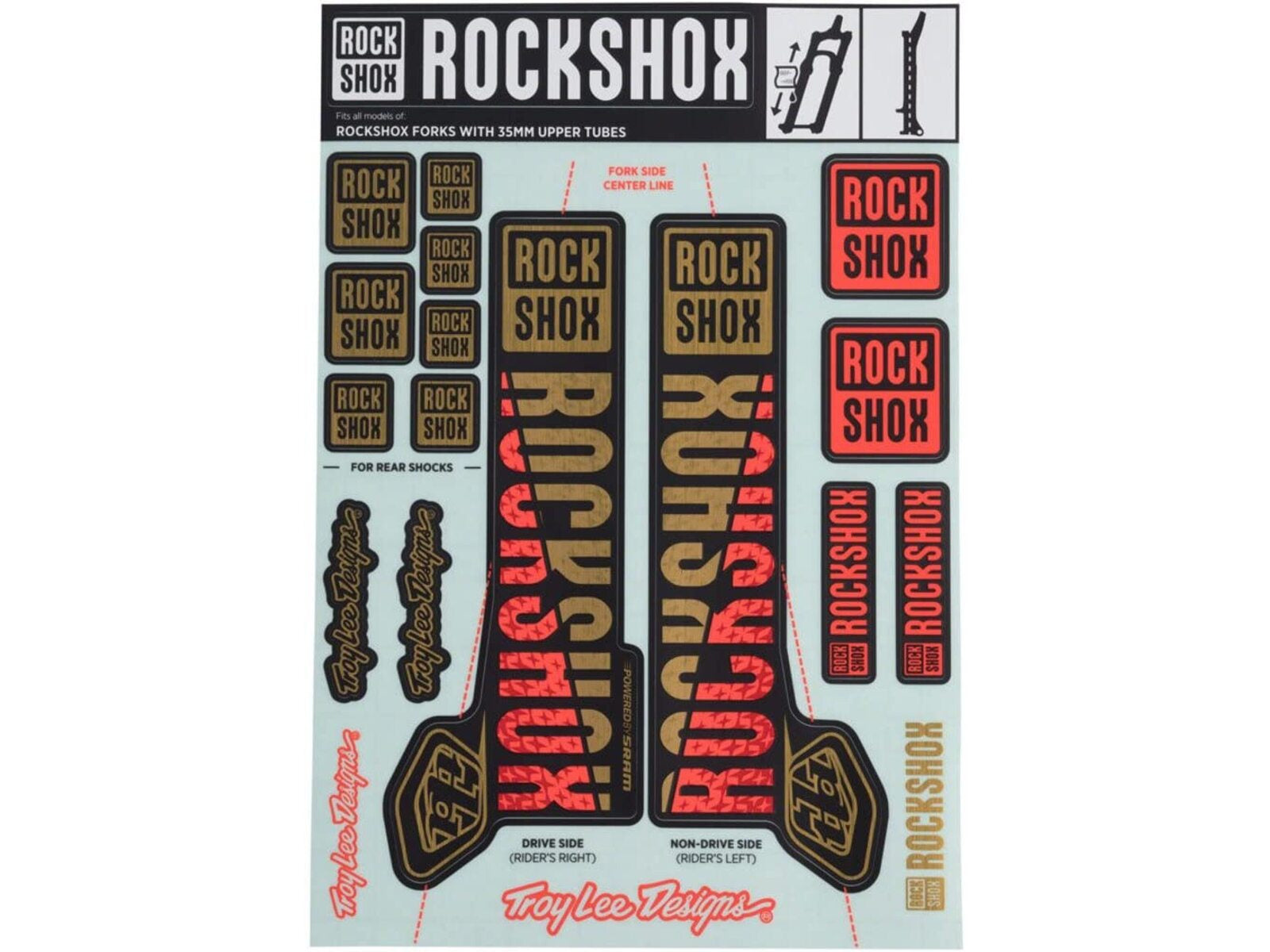 Rockshox Decal Kit Troy Lee Designs 35mm