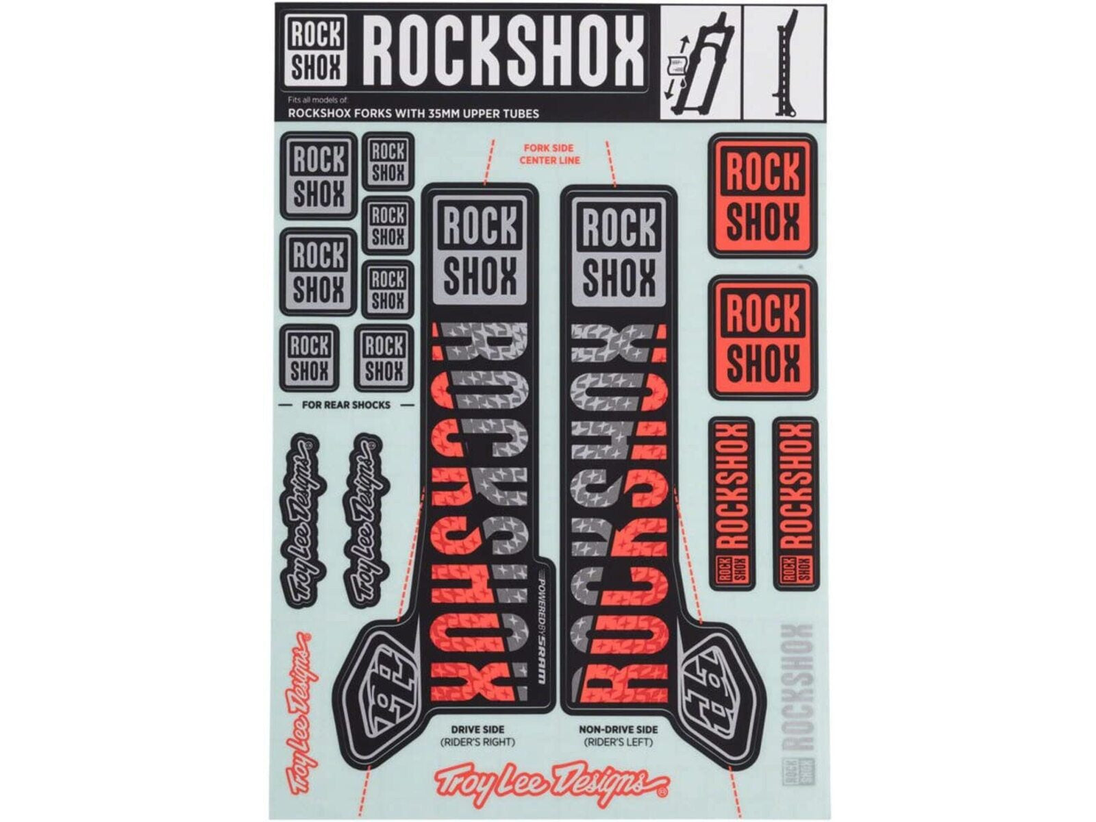 Rockshox Decal Kit Troy Lee Designs 35mm