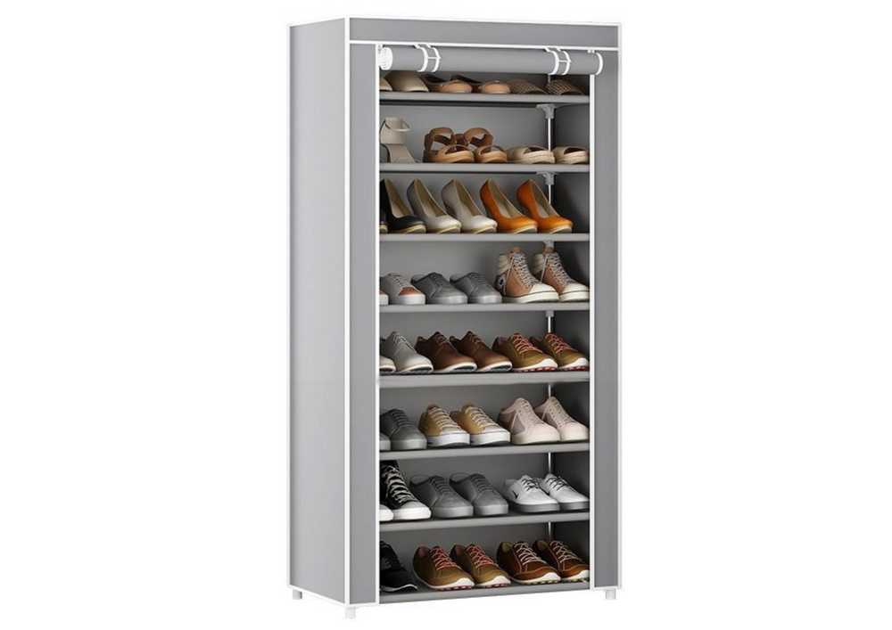 8-tier Shoe Rack Organizer Wardrobe Dustproof Cover Gray