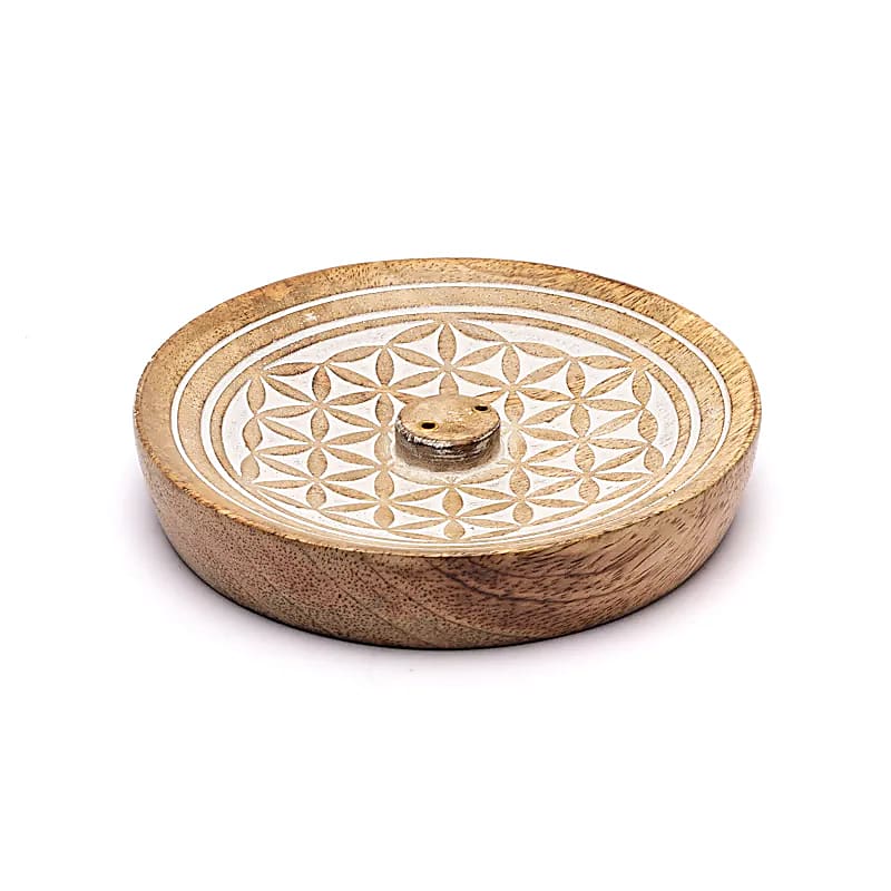 Kadzidełko Kwiat Życia Drewno Mango - 12,5 x 12,5 x 2,5 cm, zestaw 2 szt.
