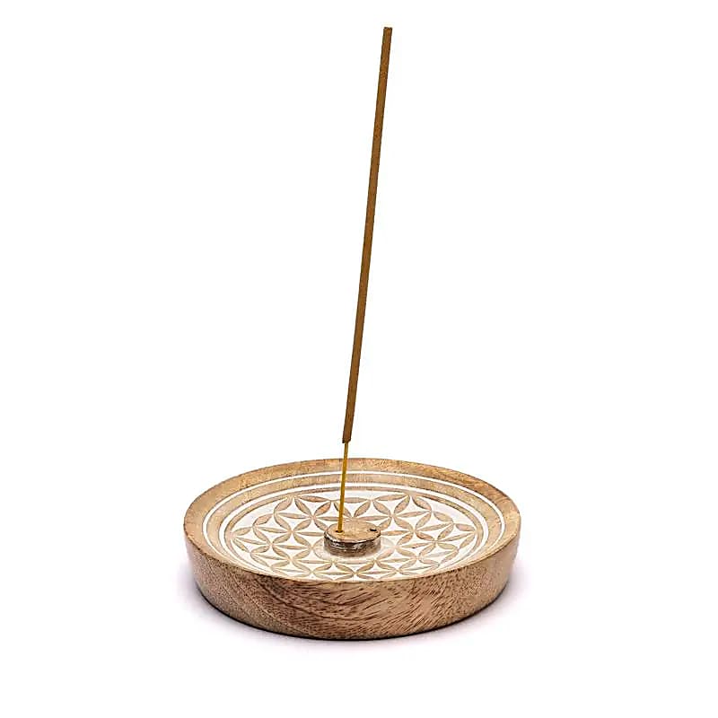 Kadzidełko Kwiat Życia Drewno Mango - 12,5 x 12,5 x 2,5 cm, zestaw 2 szt.