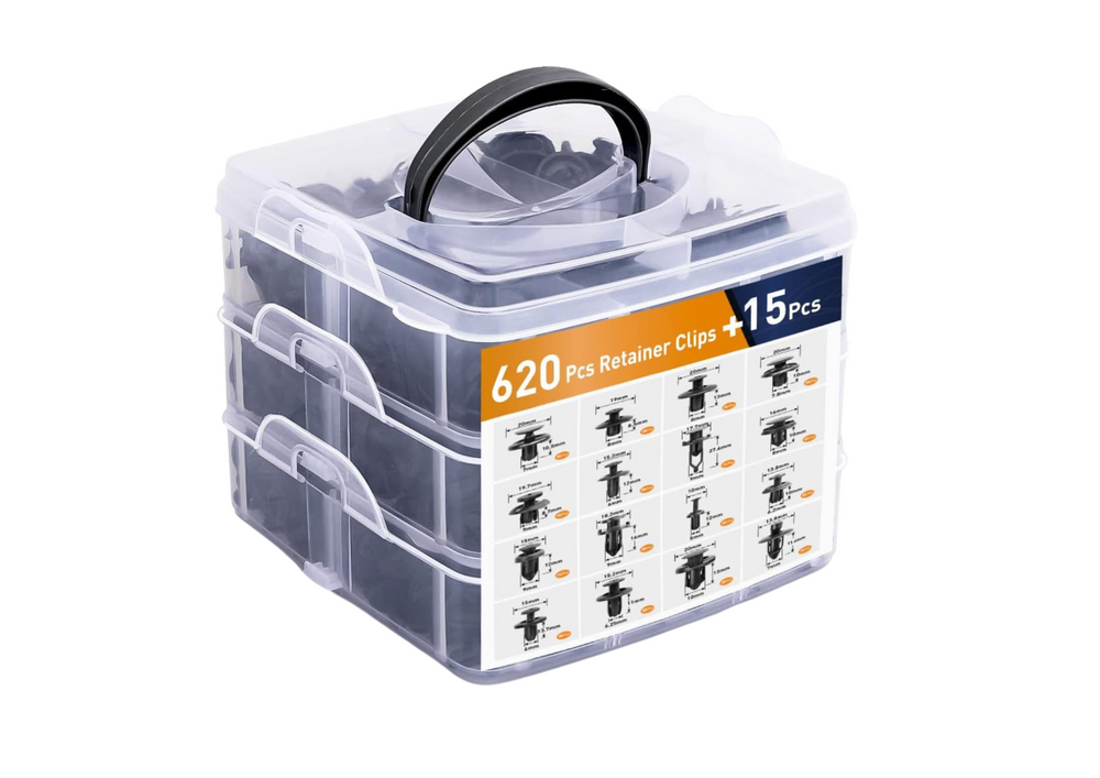 Set Of Car Clips In Organizer 16 Sizes Pvc 620pcs