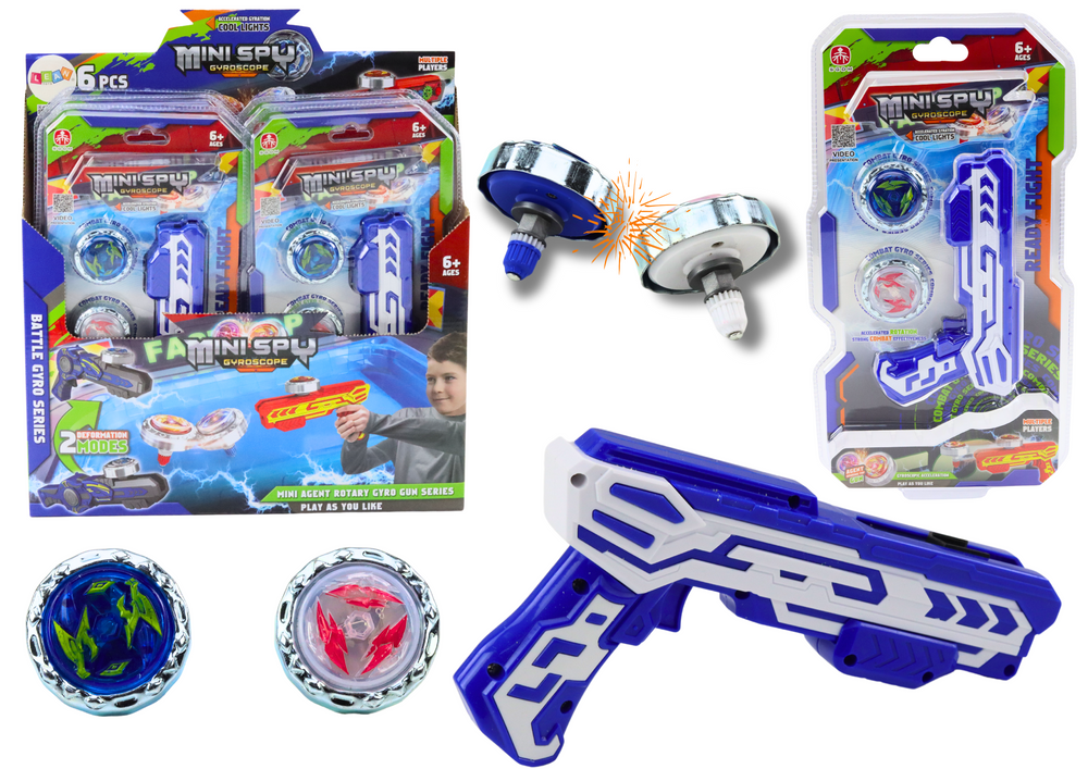 Set Gun Launcher 2 Metal Discs Blue Lights