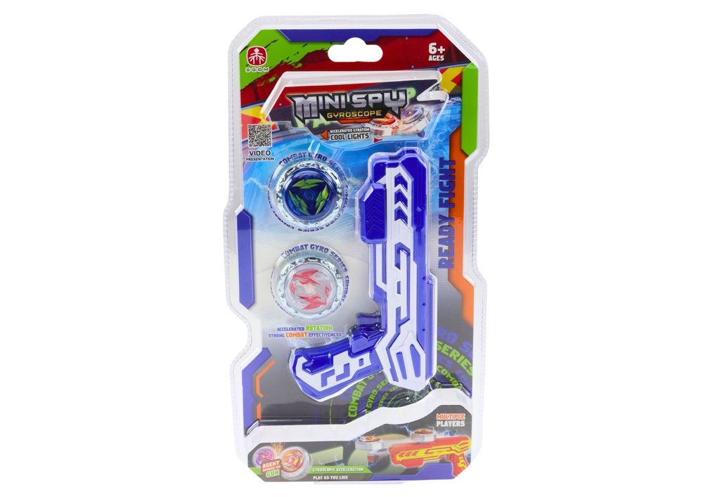 Set Gun Launcher 2 Metal Discs Blue Lights