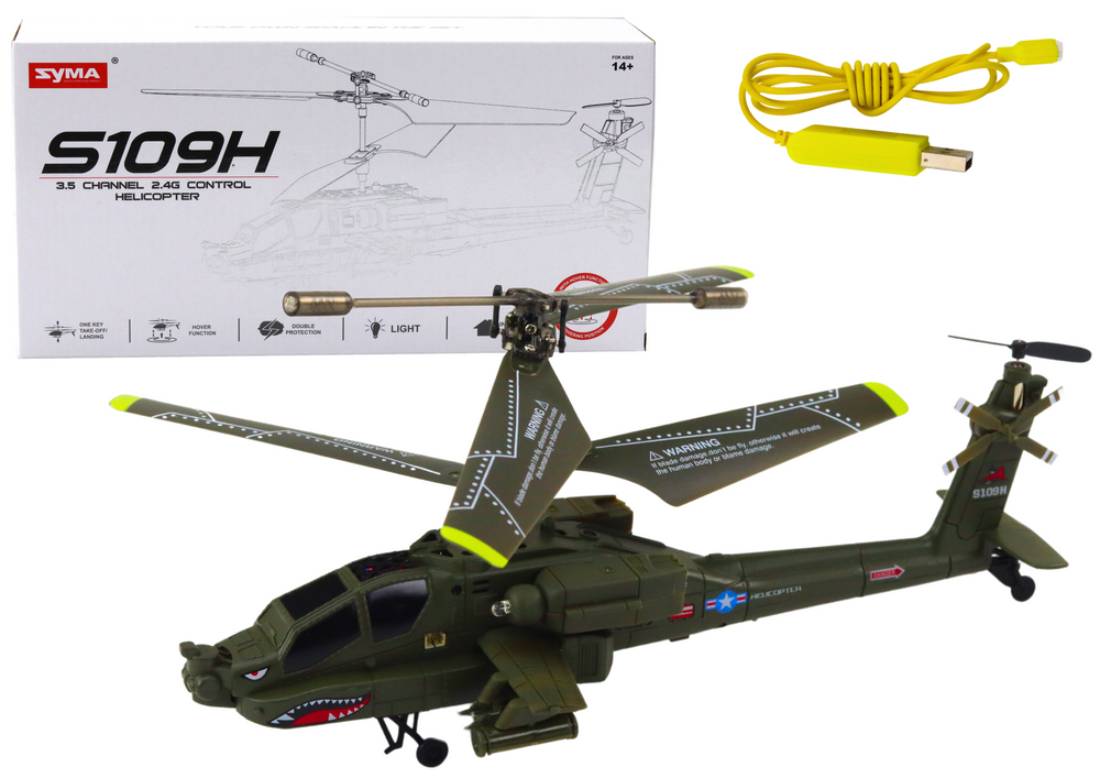 Apache Military Helikopter Fjärrstyrd Rc Syma S109h Khaki