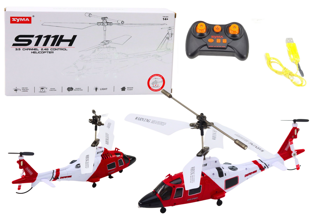 Remote Controlled Rc Helicopter Gyroscope Syma S111h Red
