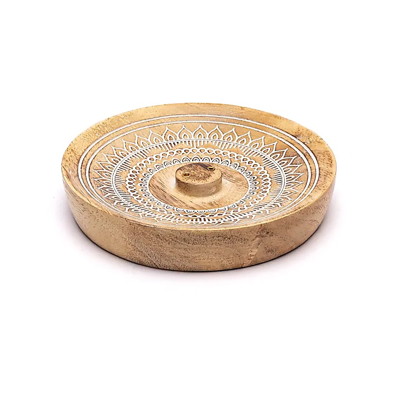Rökelsebrännare Mandala Print Mango Wood - 12,5x12,5x2,5 cm Set med 2 st