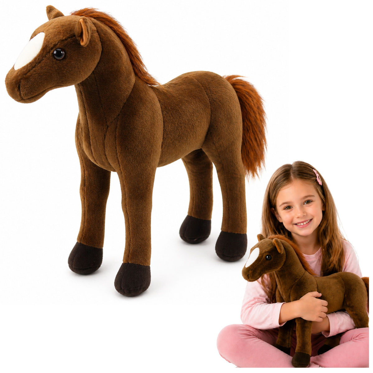 Plush Horse Plush Toy Mascot Cuddly Toy Dark Brown 40cm X 37cm