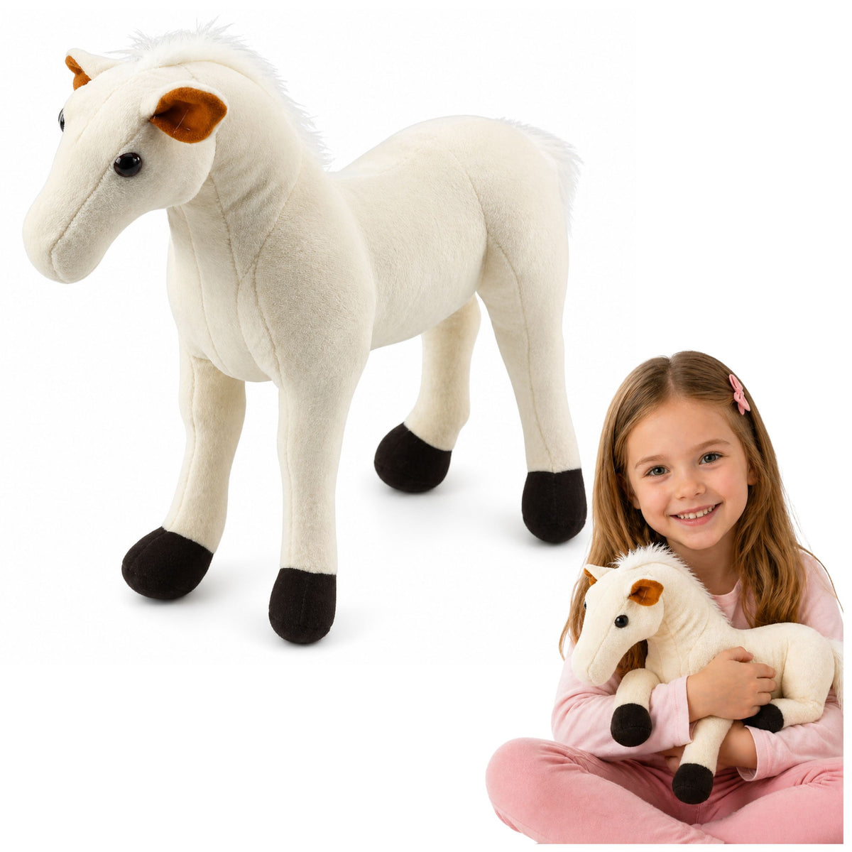 Plush Horse Plush Toy Mascot Cuddly Toy White 40cm X 37cm