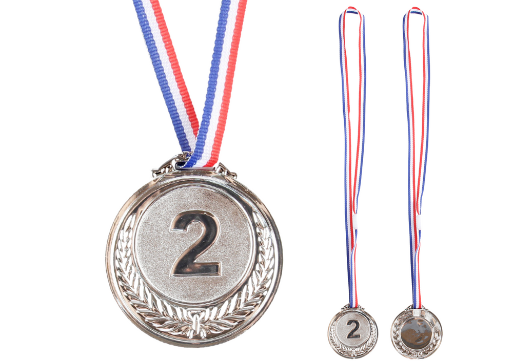 Silver Medal Second Place Prize Trophy Zinc 6.5cm